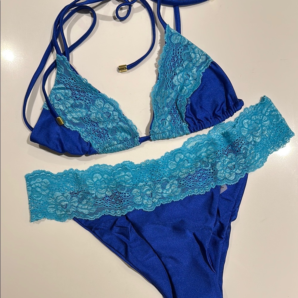 Beach Bunny Blue Lace Bralette Intimates